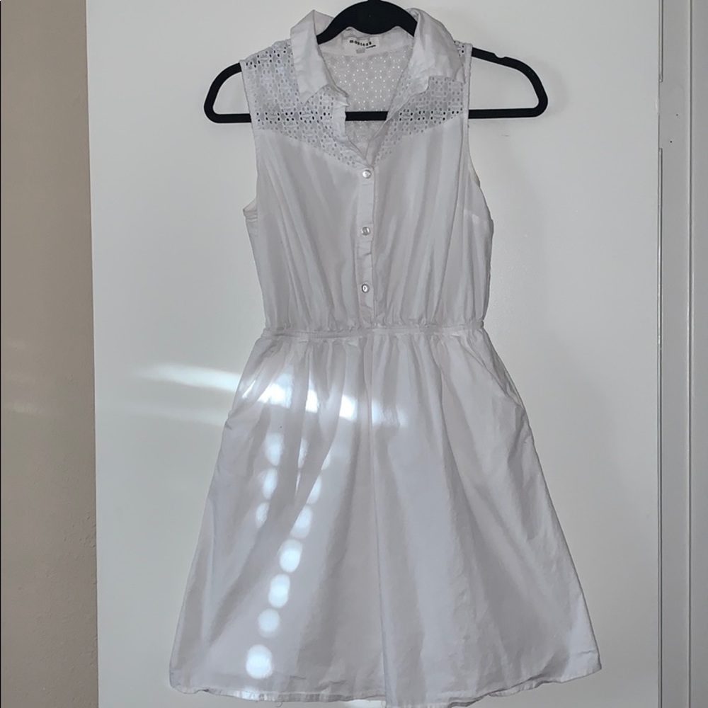 Collared White Dress w/ Pockets